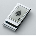 Epoxy Ace of Spades Metal Chrome Plated 2-Sided Money Clip